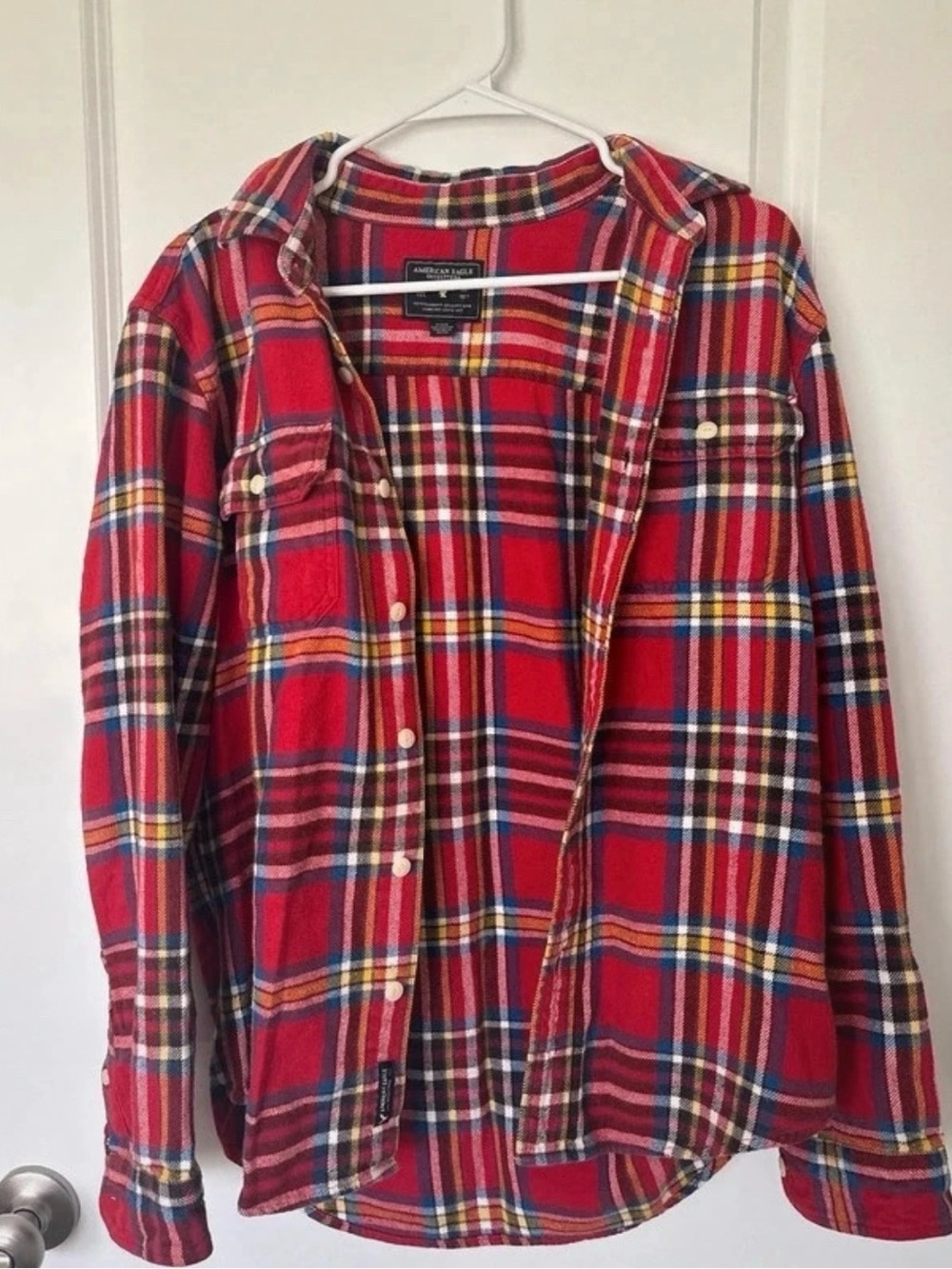 American Eagle Oversized Red Plaid Button Down